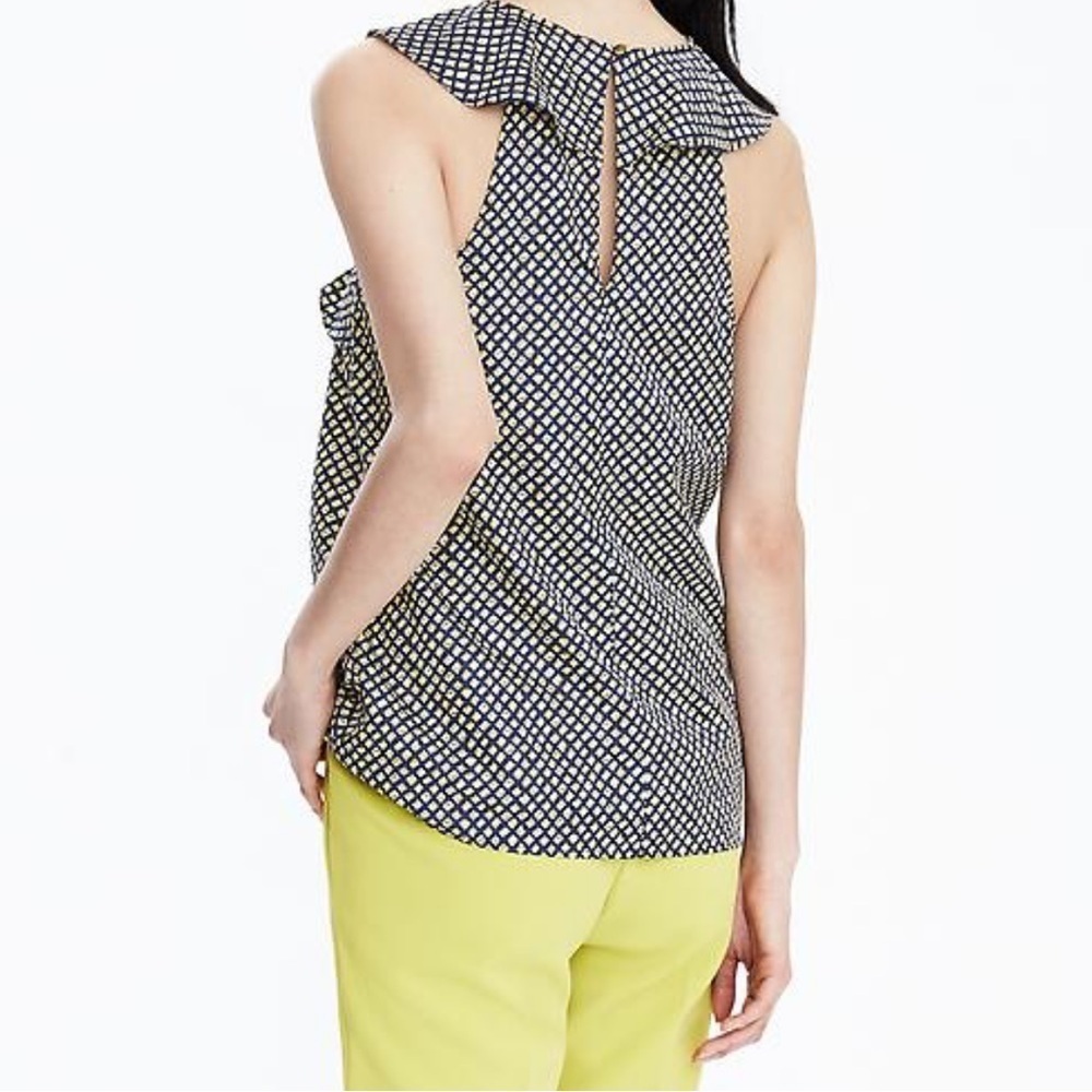Banana Republic Cross Neck Navy And Yellow Sleeveless Top Women’s Size Small - Picture 7 of 8